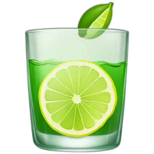 A single tequila glass with slice of green lemon piece on it emoji