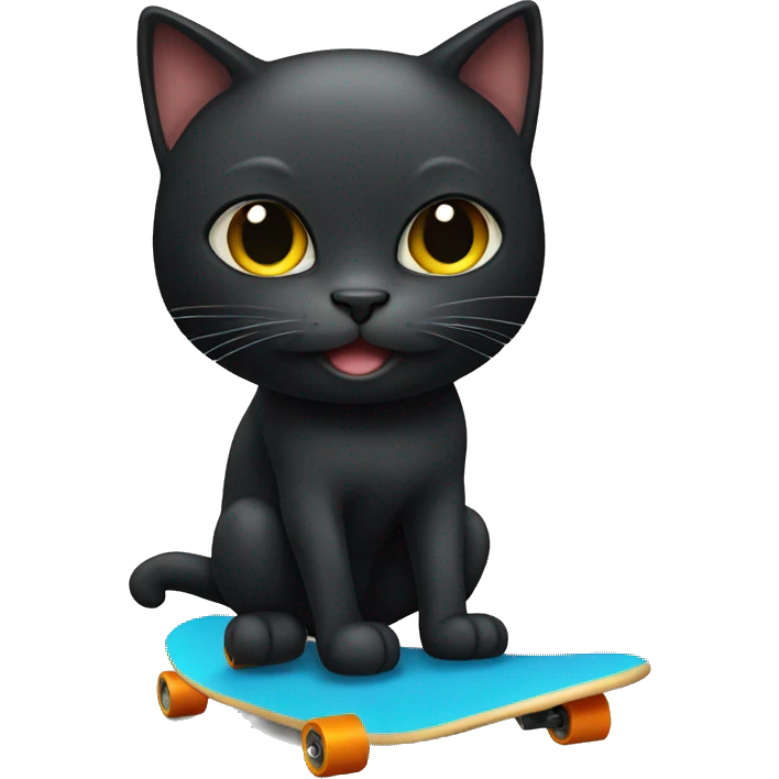 black cat with skateboard emoji