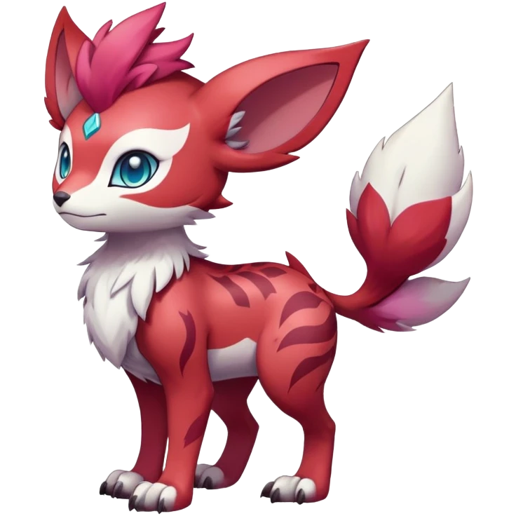 Vibrant Male cute cool anime-styled Falvie-Fionbri-fantasy-creature-Fakémon-Pokémon, full body, with random markings emoji