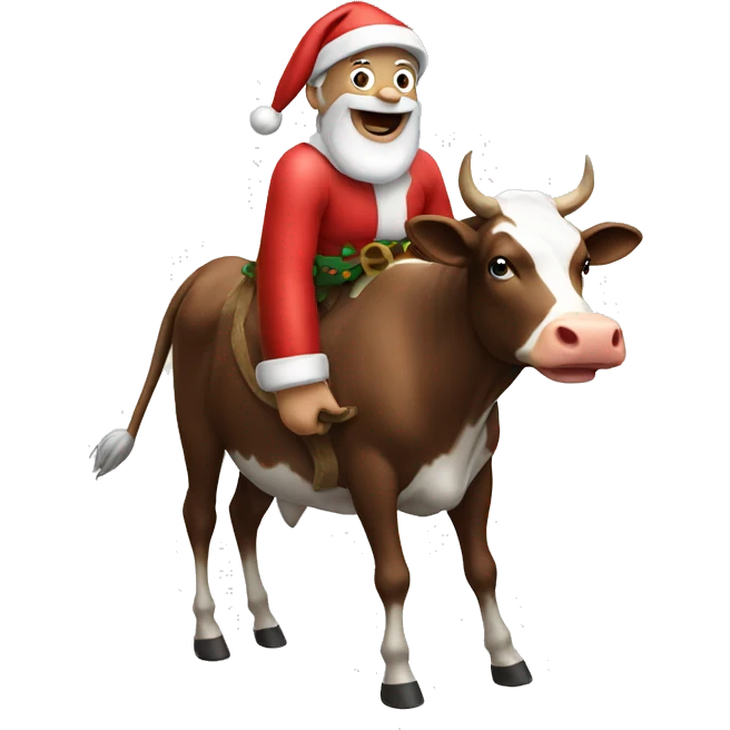 Santa riding cow emoji