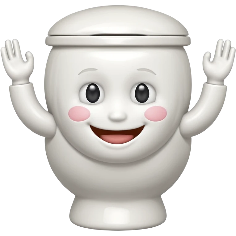 arafed toilet with a smile on the lid and arms emoji