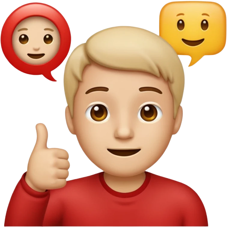 no worries emoji, calm face with a thumbs up, with a speech bubble saying 'no worries' emoji