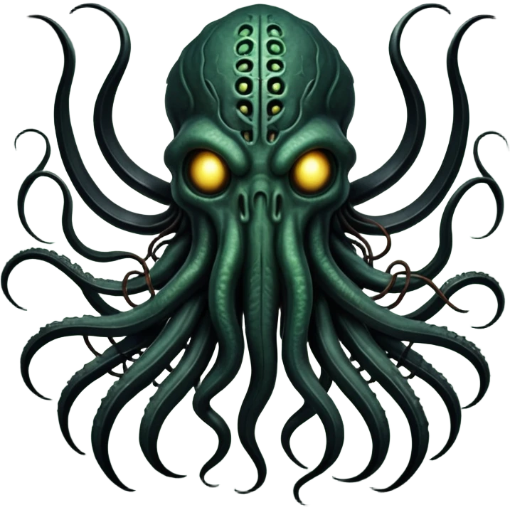 organic black wires merging into a monstrous Cthulhu, Giger-esque emoji