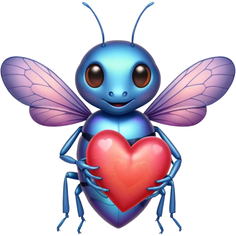Bug holding a love heart emoji