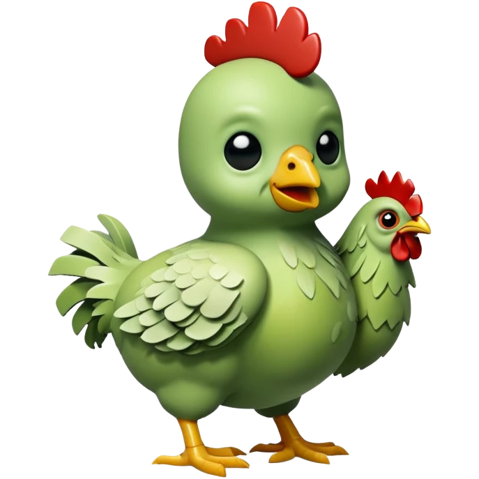 Baby zombie riding a chicken pixel emoji