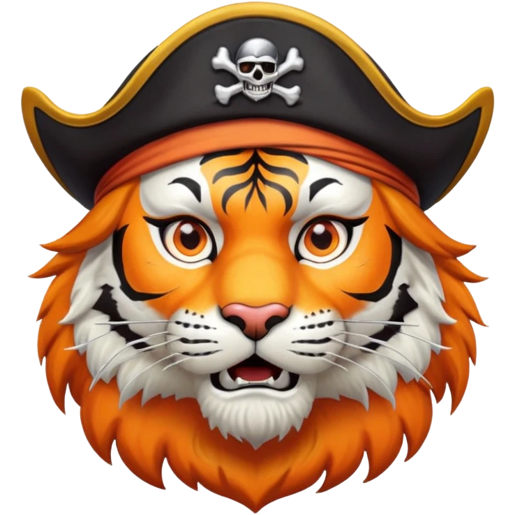 Tiger pirate captain with hat and eye patch emoji