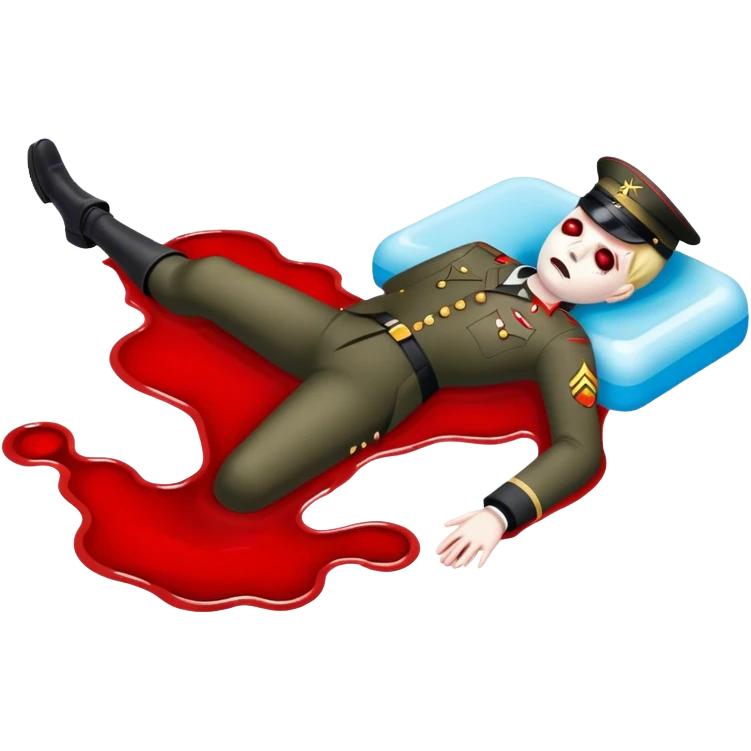 dead soldier lies in a pool of blood emoji