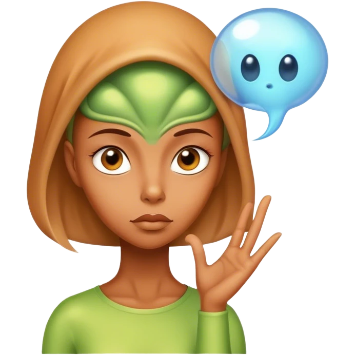 woman, alien in thinking bubble emoji