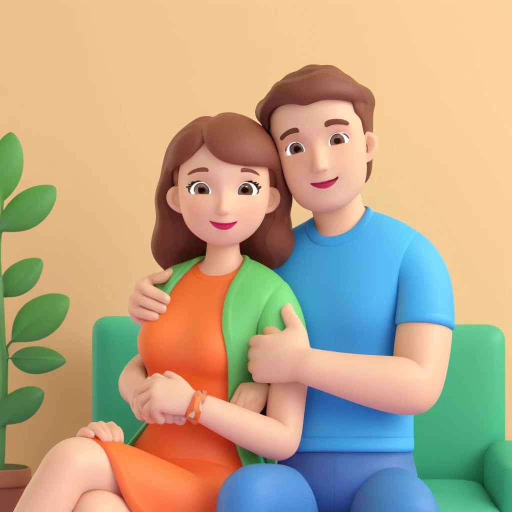  couple posing, close up pose, living room background emoji