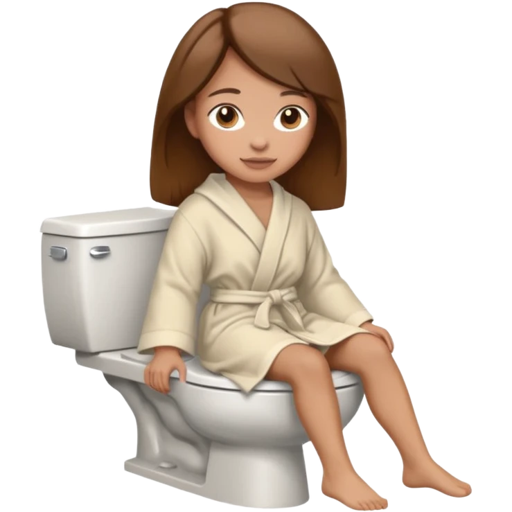 emoji femme brune peau claire sur des toilettes emoji