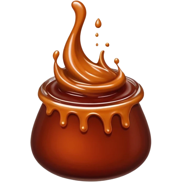 small dollop or swirl of thick glossy barbecue sauce in deep reddish-brown color with subtle caramel tones, smooth texture with gentle peaks, slightly sticky rich appearance, soft lighting, subtle shadows, emoji scale emoji