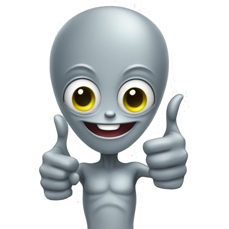  Happy gray alien giving a thumbs up emoji