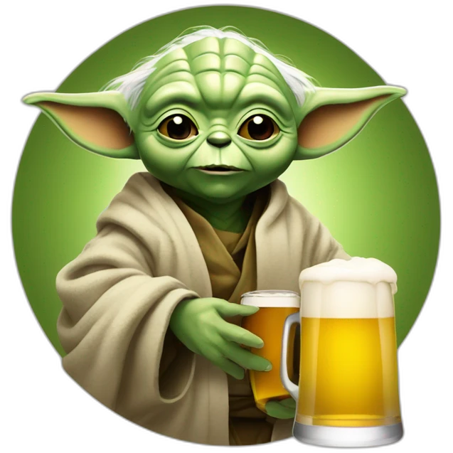 Yoda avec une bière emoji