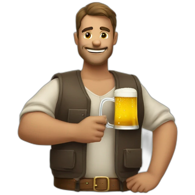 beauf avec une bière dans la main et chauve emoji