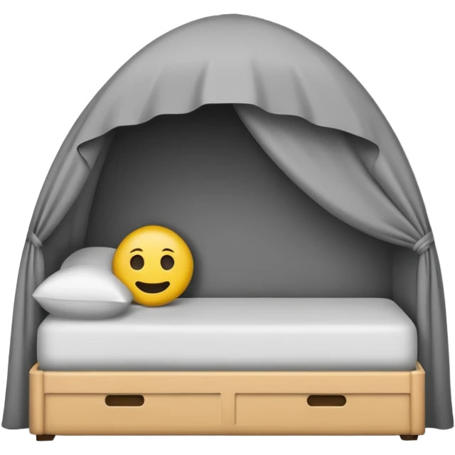 Minimalist emoji-style sticker of a bed with a covered figure and something strange peeking out from underneath. Grayscale only, simple icon.

 emoji