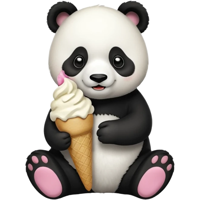 Panda eating ice cream emoji