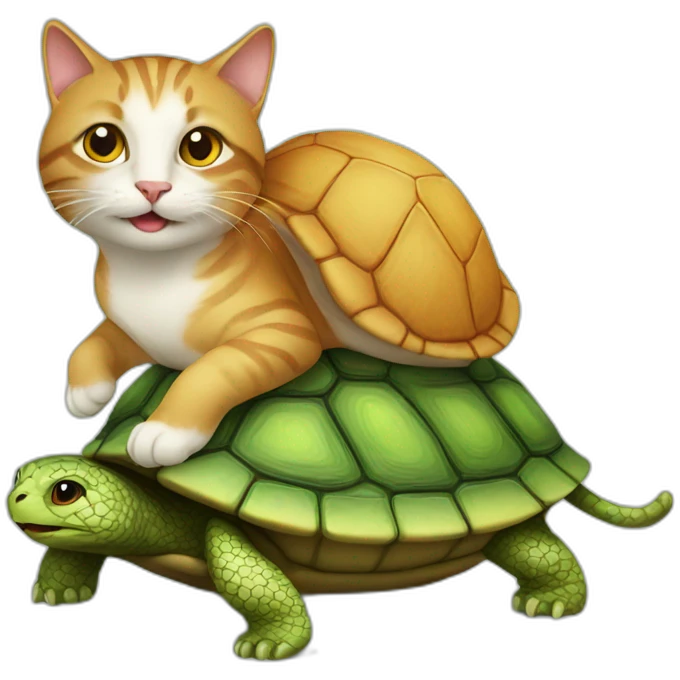 cat on a turtle emoji