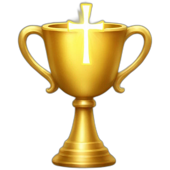Golden chalice with radiant cross. emoji