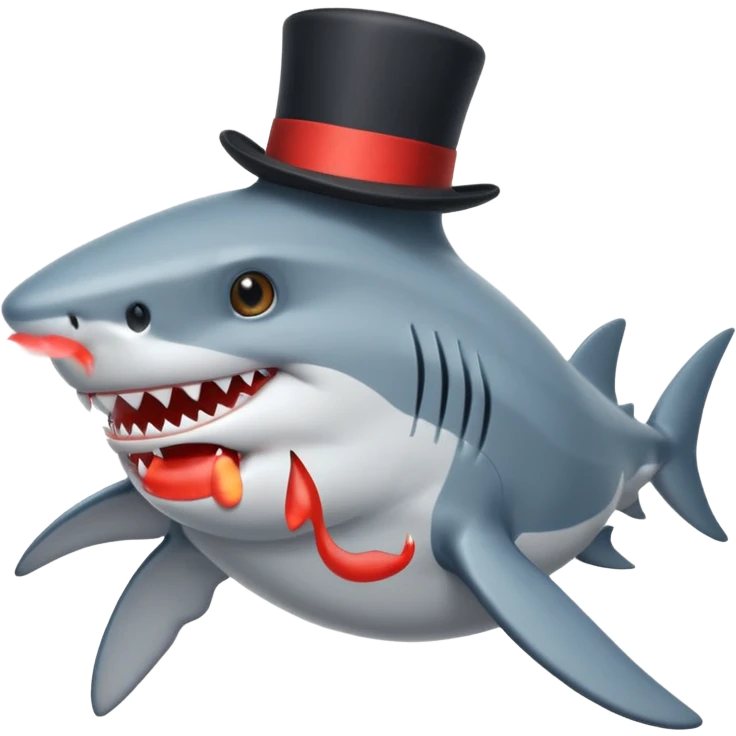 Shark with a top hat and big foot emoji