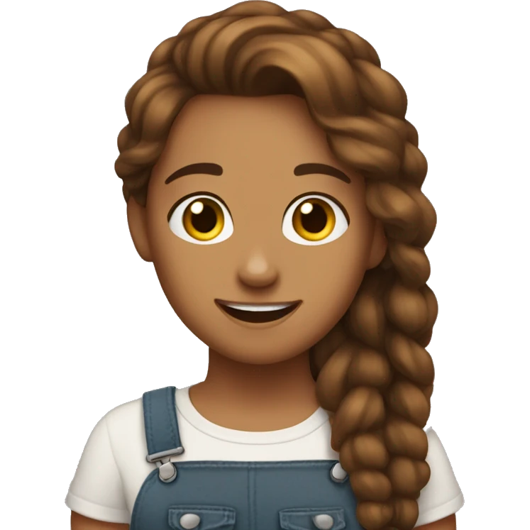 a tanner girl with brown poofylong hair with braces  emoji
