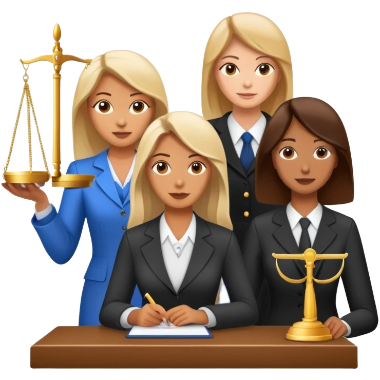 female notary with justice scale helping another woman emoji