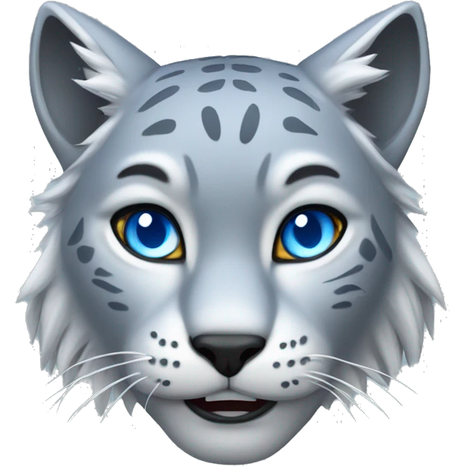 Grey lynx with blue eyes roars emoji