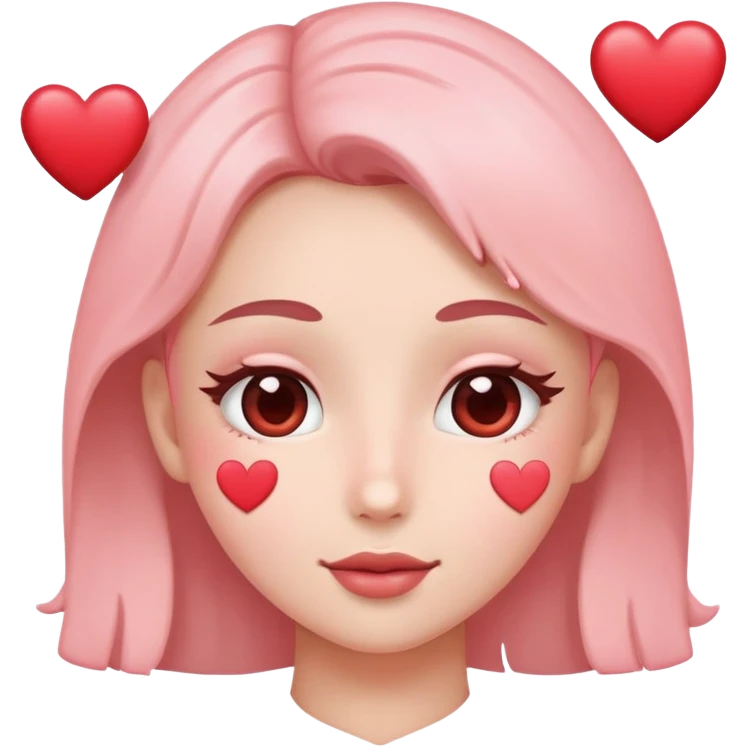 Blush with heart eyes with hearts around it emoji