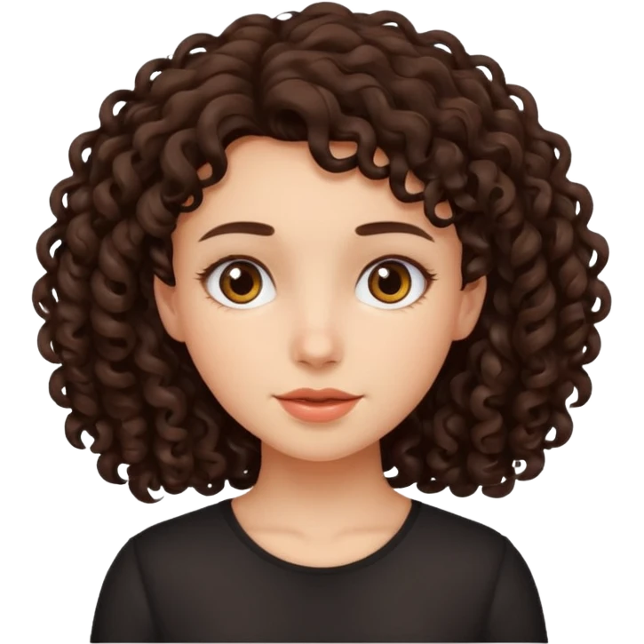 Dark brown Curly hair girl emoji