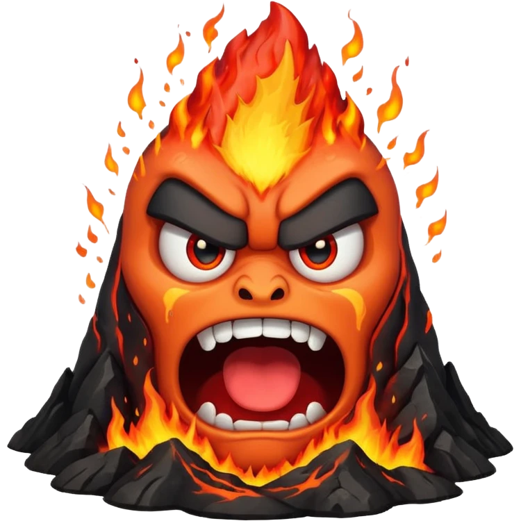 can i have an image of an angry volcano erupting with an angry fave emoji