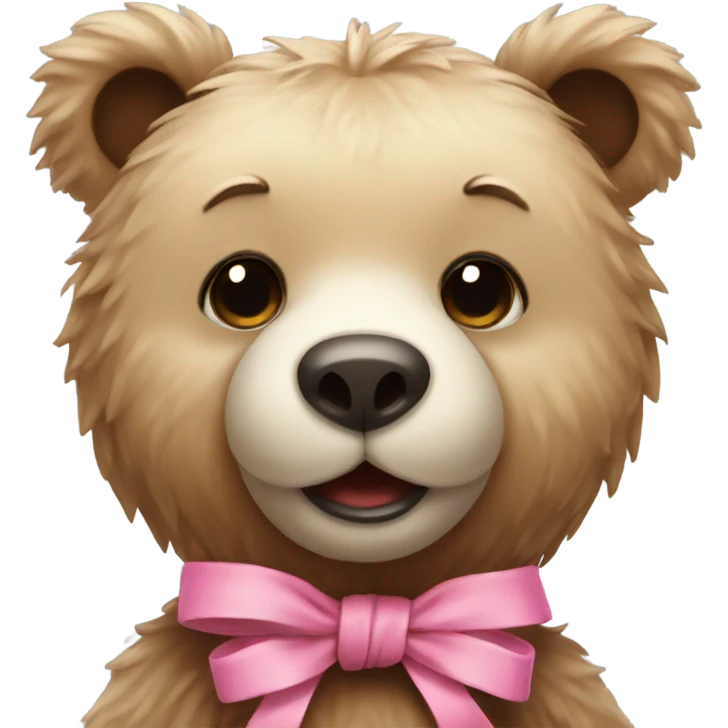 Cute bear with pink knot  emoji