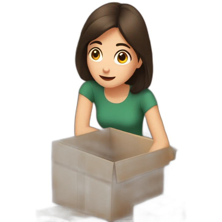 Brunette girl overwhelmed by lots of boxes emoji