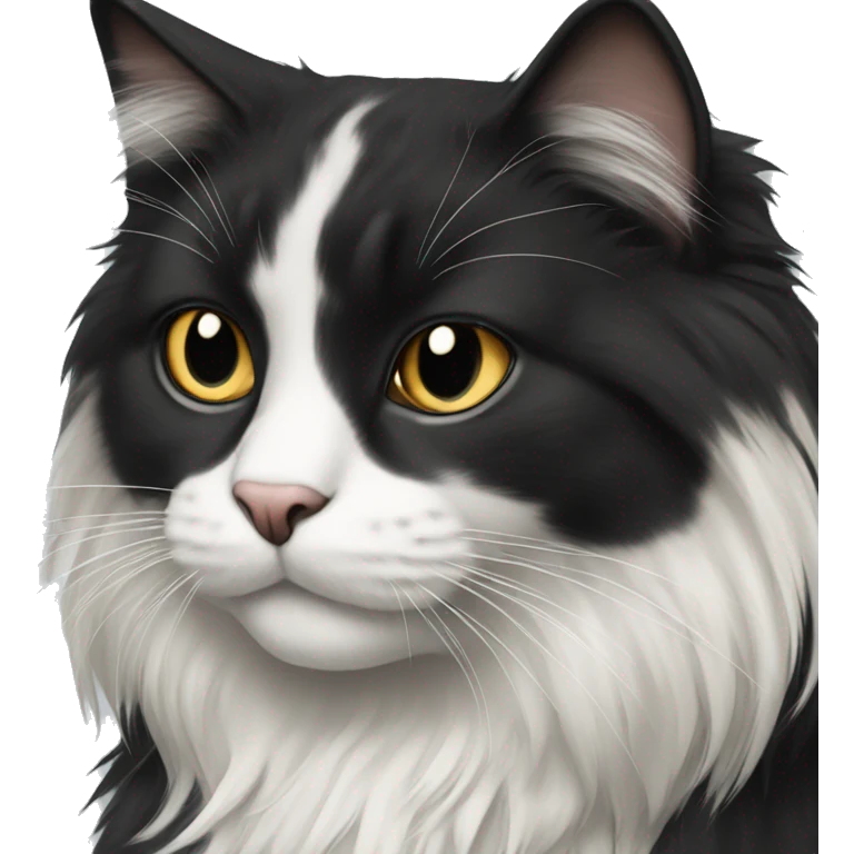 black and white longhair cat emoji