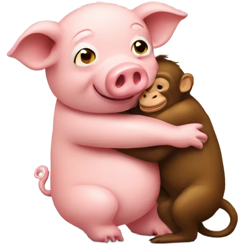 Pig hugging a monkey  emoji