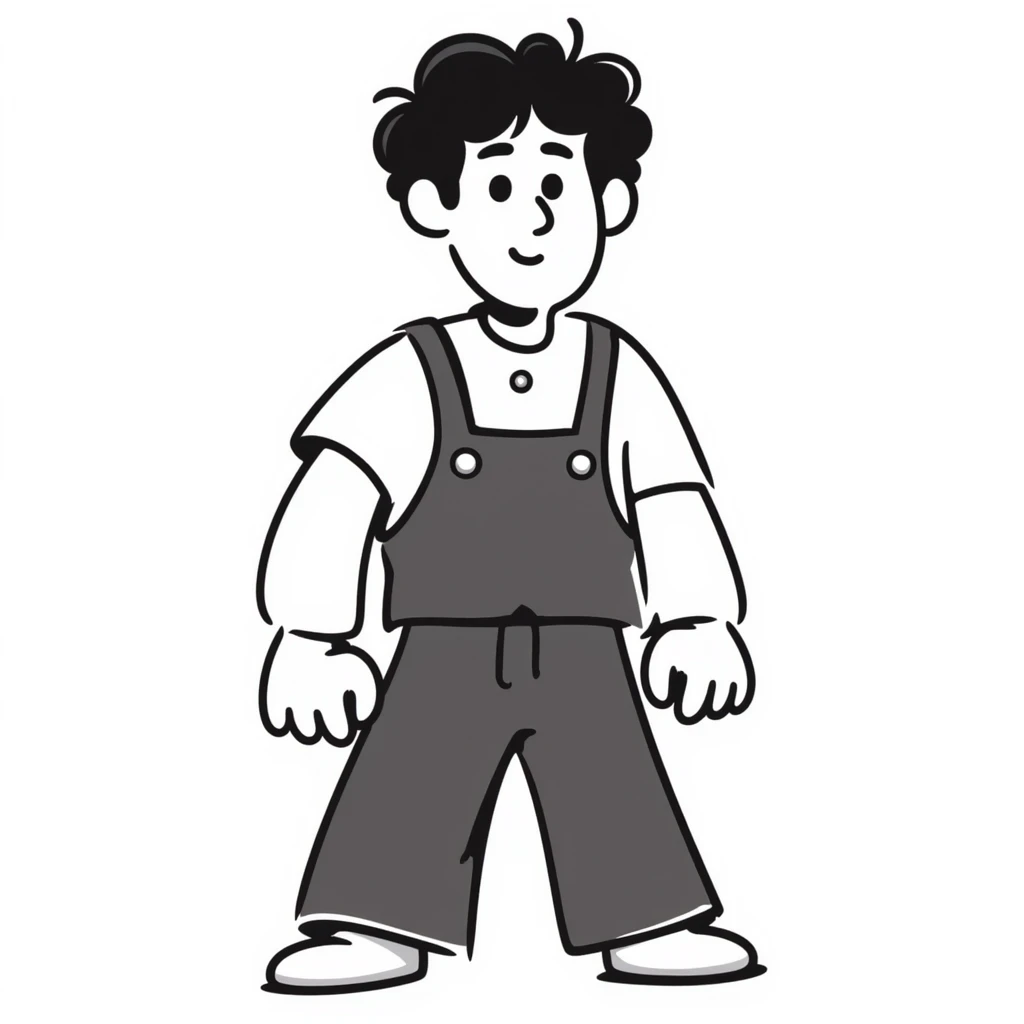 Wreck-It Ralph man with short messy hair, brown overalls, boxy figure with big arms emoji