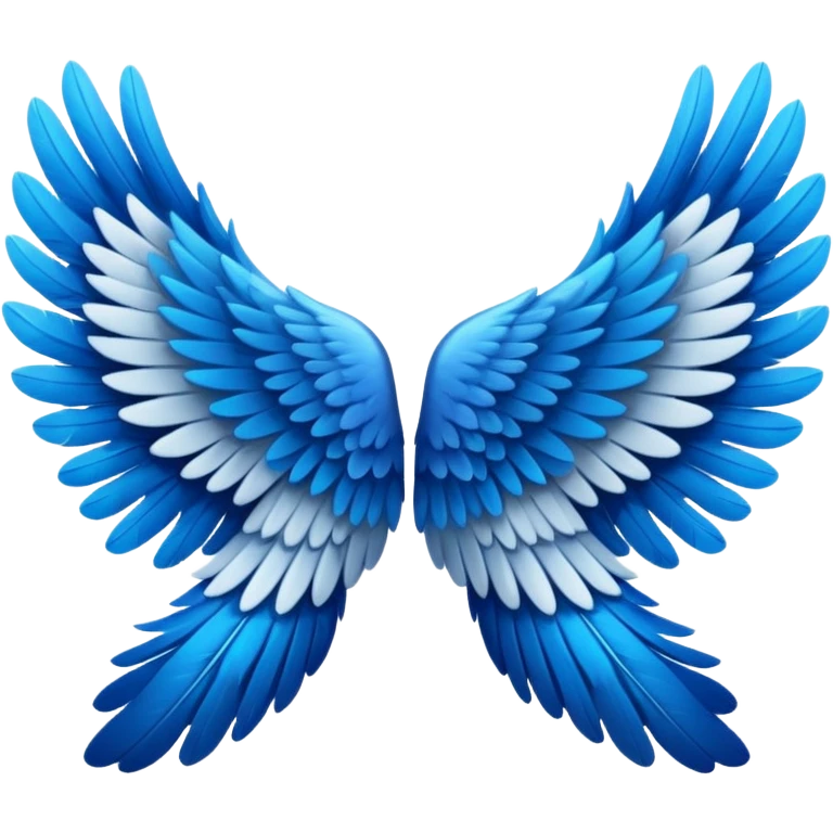 angel wings, stylized blue feathers emoji