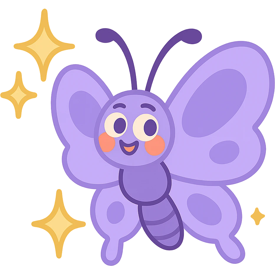 purple butterfly with sparkles emoji