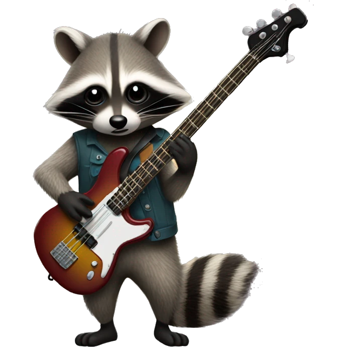 raccoon playing bass guitar emoji