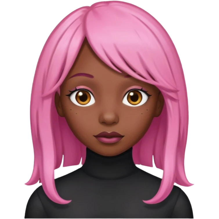 Black girl with long pink wig emoji