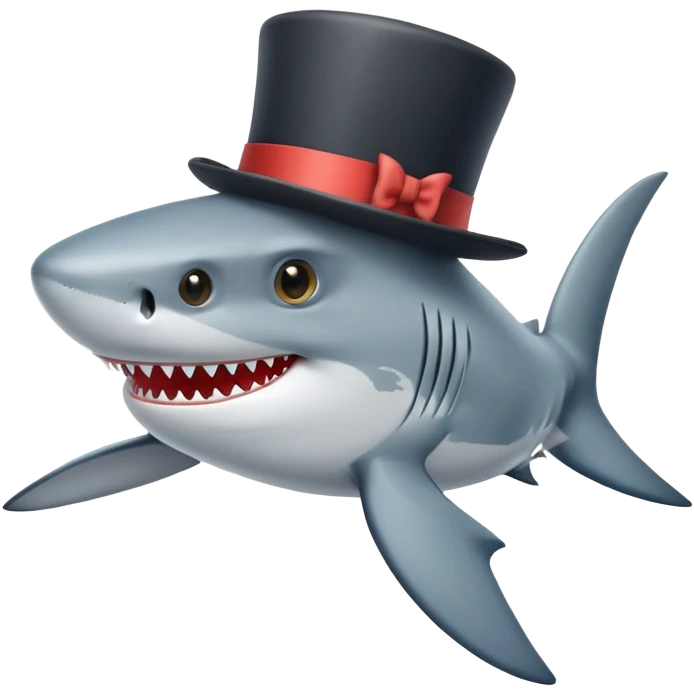 Shark with a top hat emoji