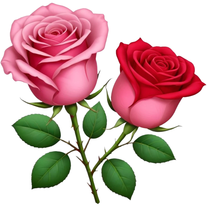 One pink🌹 and one red flower 🌹 on with red band  emoji