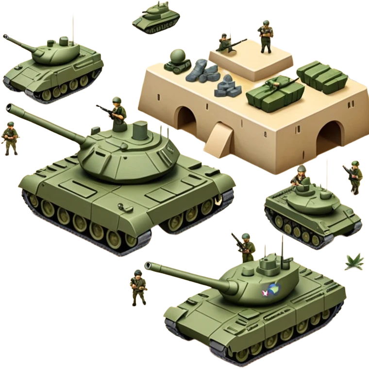 strategic military map with military objects emoji