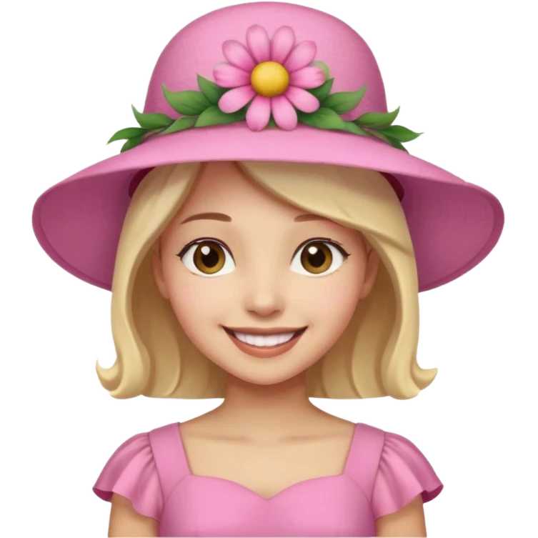 a pink summer with flower hat emoji