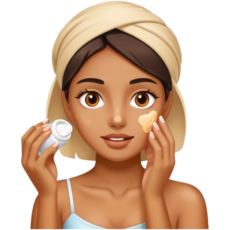 a girl applying cream on face emoji