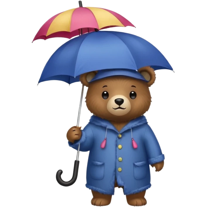 Bear with umbrella hat emoji
