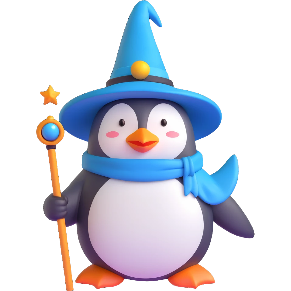 A penguin wizard emoji