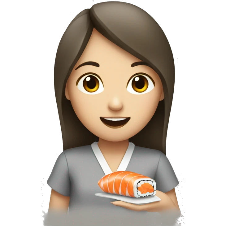 A girl eating sushi emoji