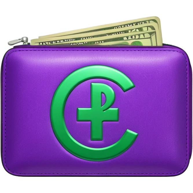 glitter purple wallet $ green symbol emoji