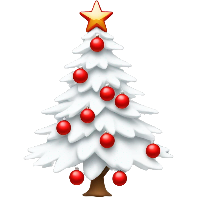 White Christmas tree with red balls and red star emoji