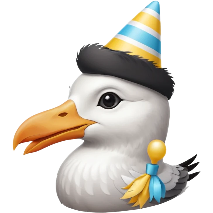 A seagull head with a party hat, without the body emoji