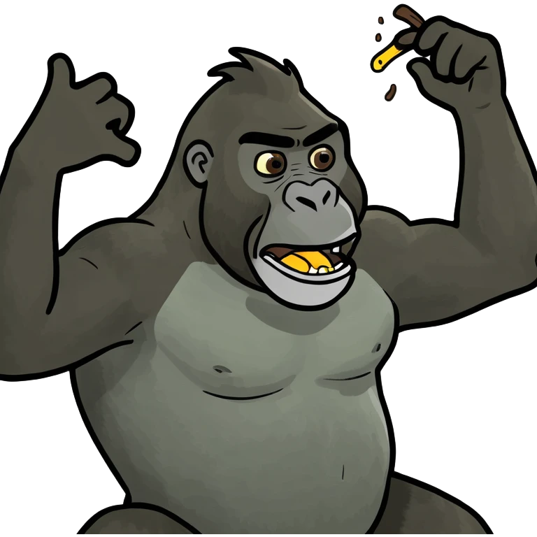 Gorilla throwing poop emoji